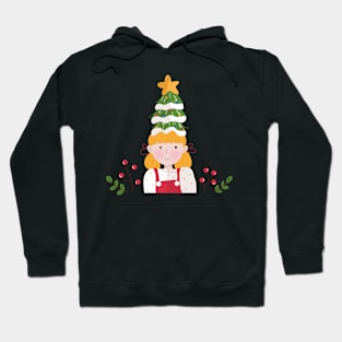 Cute Girl With Christmas Tree Hoodie